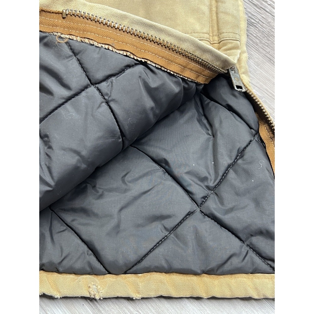 Vintage Carhartt Bib Overalls Quilted Lined Distressed Workwear Size 36x30 Brown - Picture 12 of 15